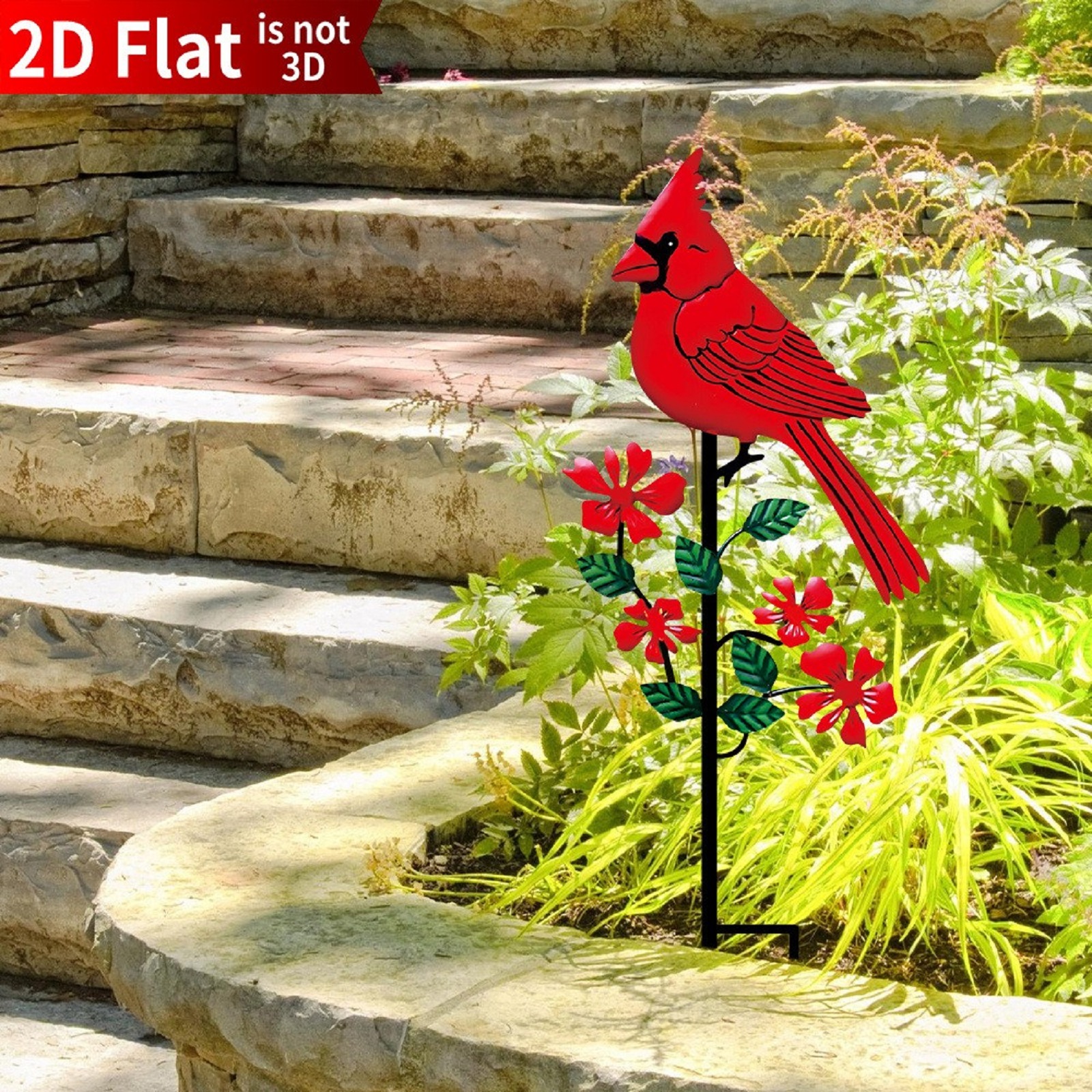 Art Craft And Design - 2D Flat Red Bird Design Garden