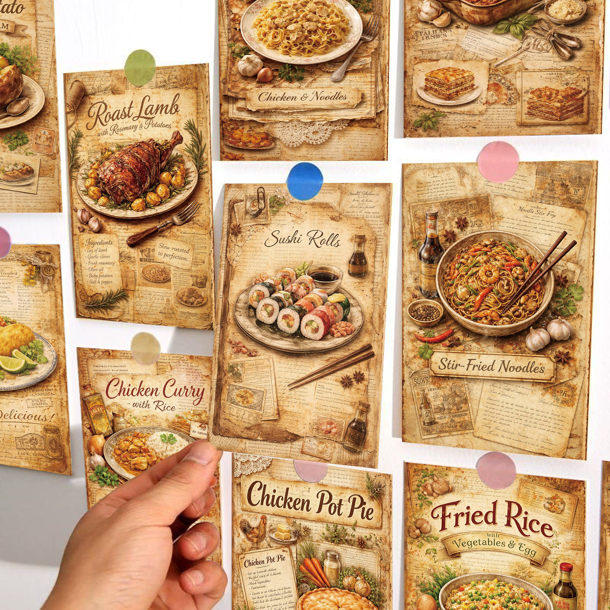 Art Craft Bakery - 20pcs Dessert Food-Themed Wall Art Cards,Retro