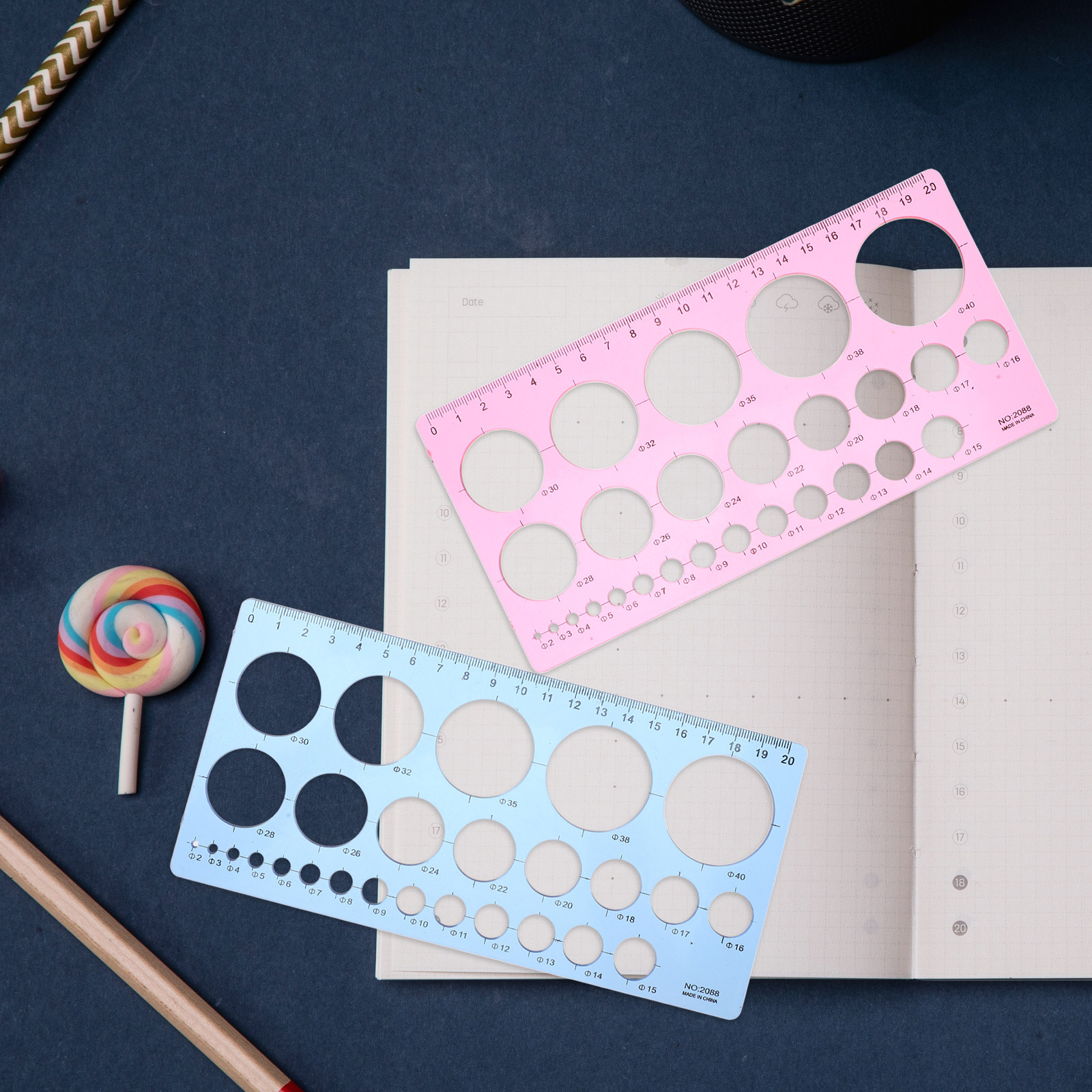 Art Craft And Design - 2Pcs Circle Template Ruler Geometric Drawing