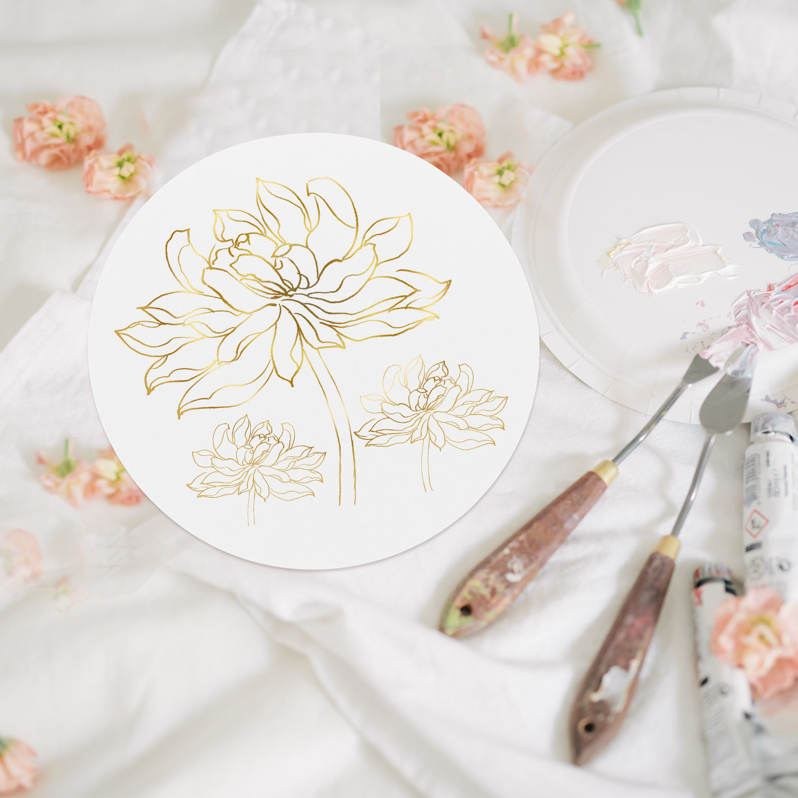 Art Craft For Christmas - 20Pcs Round Painting Cardboard Thick Premium