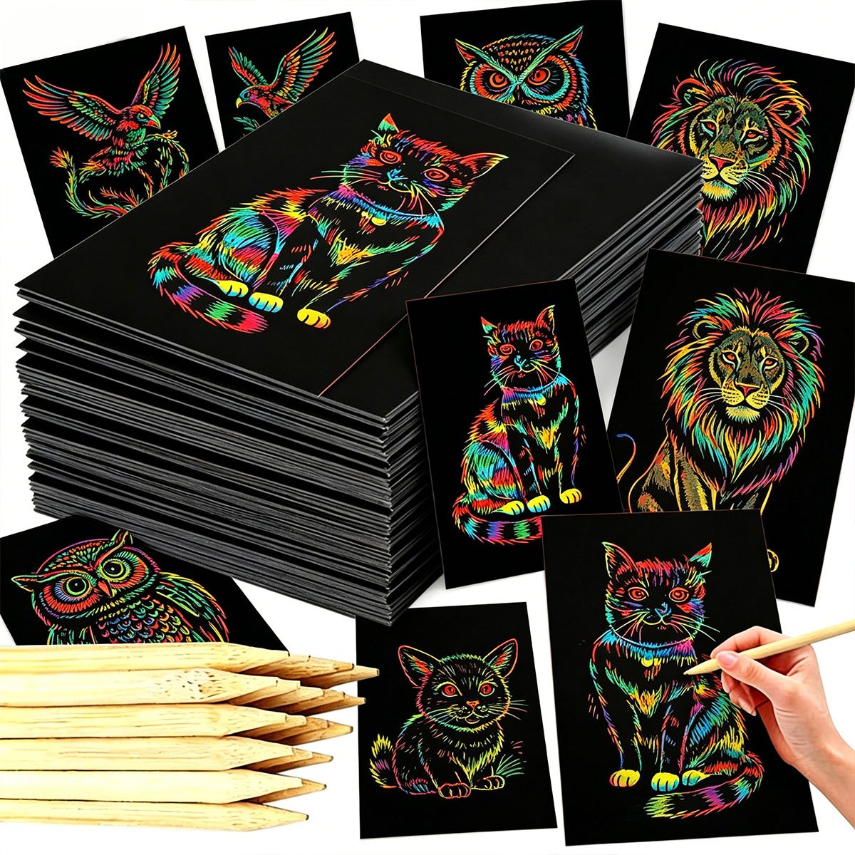 Art Craft For Christmas - 40Pcs 16K/32K Magic Scratch Paper Set