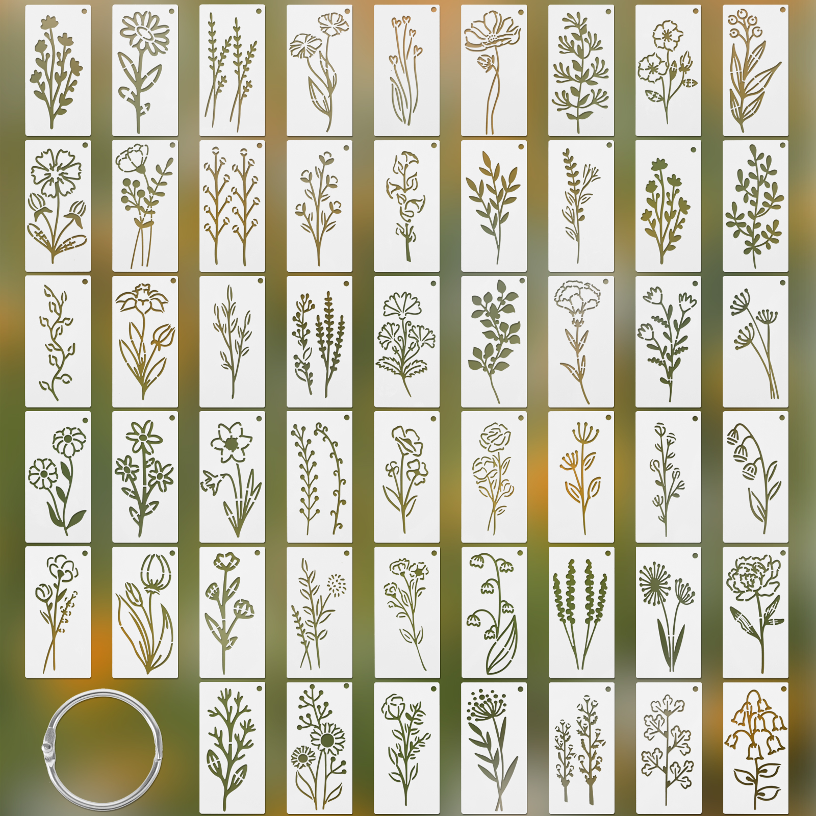 Art Craft Notebook - 52PCS Flower Stencil Leaf Stencil for