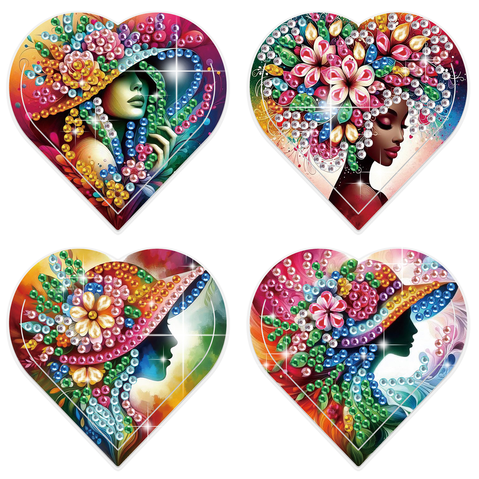 Art Craft Kits - 4PCS Diamond Painting Heart Shaped Bookmarks