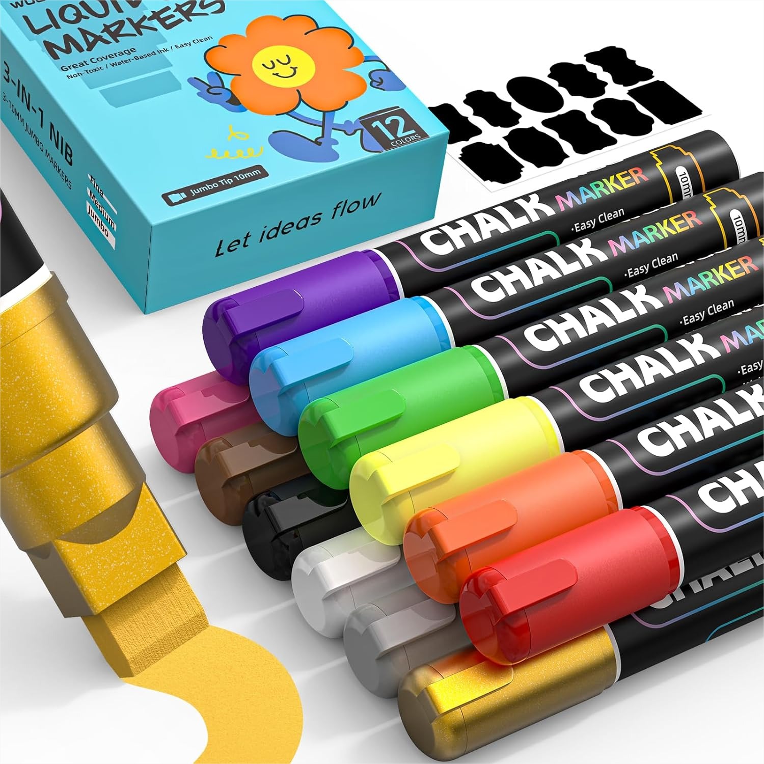 12 Colors Liquid Chalk Markers - đánh giá và giá Art Craft Jumbo