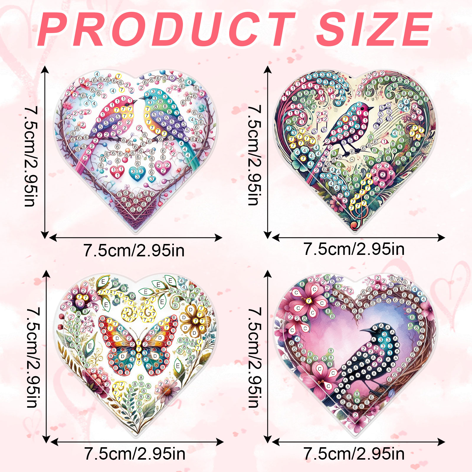 4PCS Diamond Painting Heart Sh - đánh giá và giá Art Craft Kits