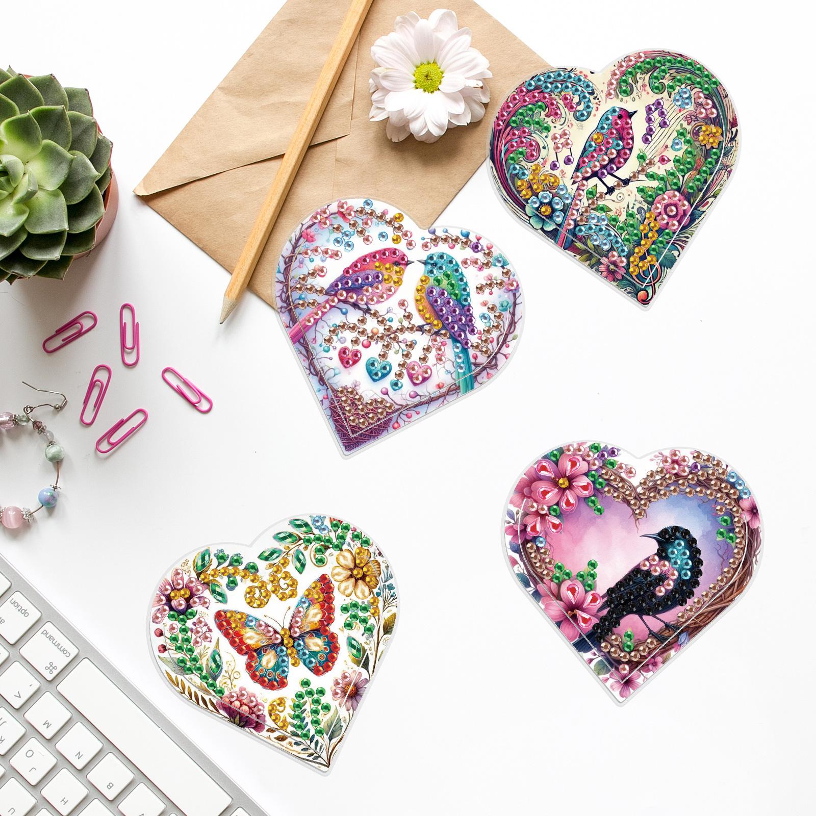 4PCS Diamond Painting Heart Sh - đánh giá và giá Art Craft Kits
