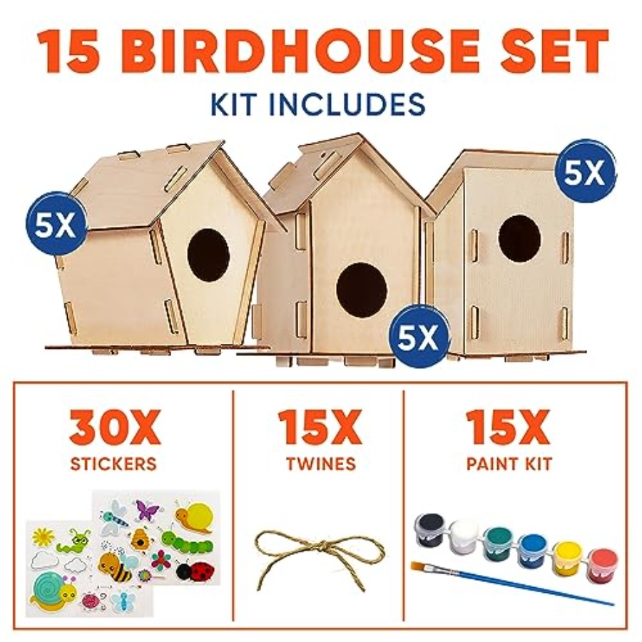 Kit - Unfinished Wood Bird Hou - đánh giá và giá Art Craft Kits