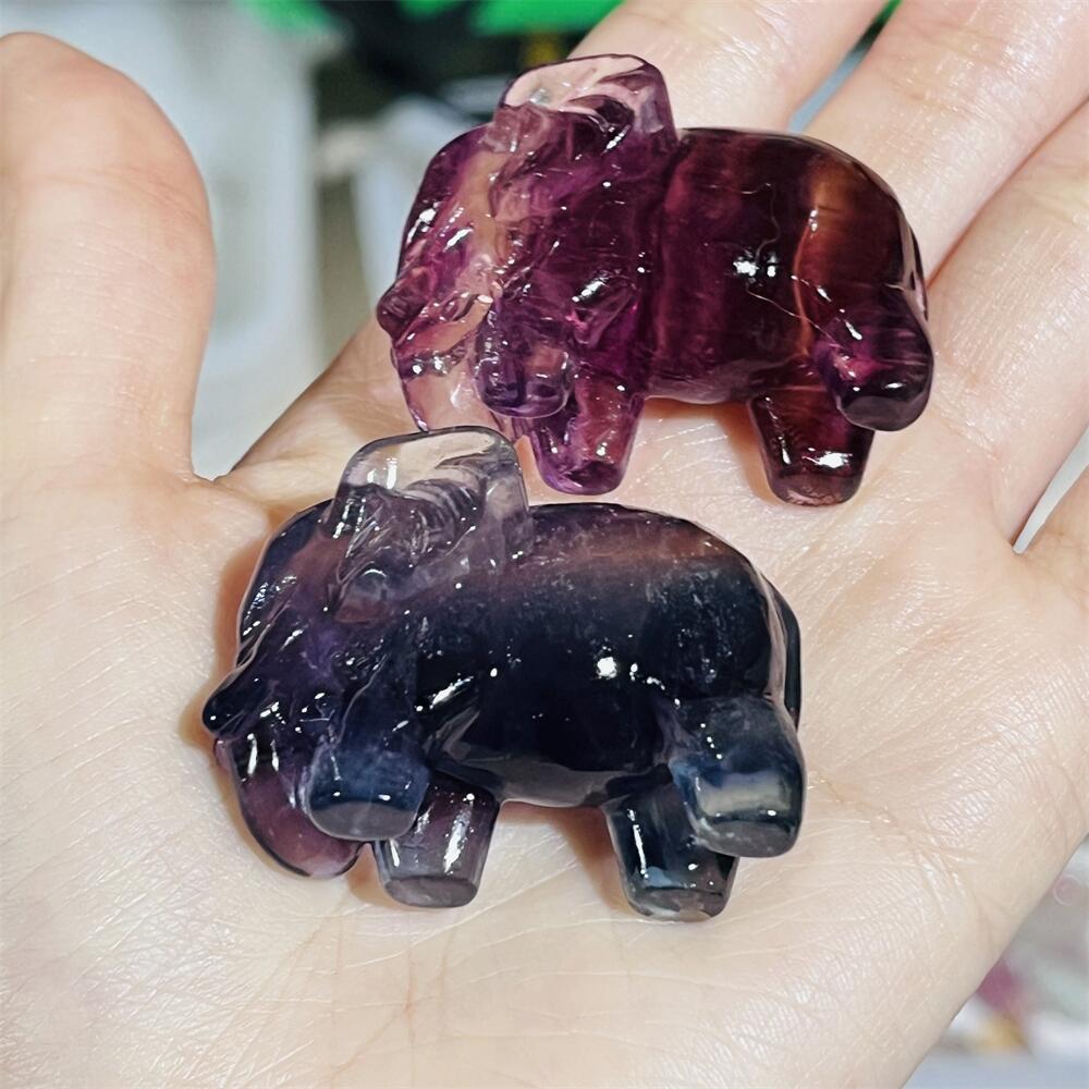 2PCS Colored Fluorite Crystal  - đánh giá và giá Art Craft Elephant