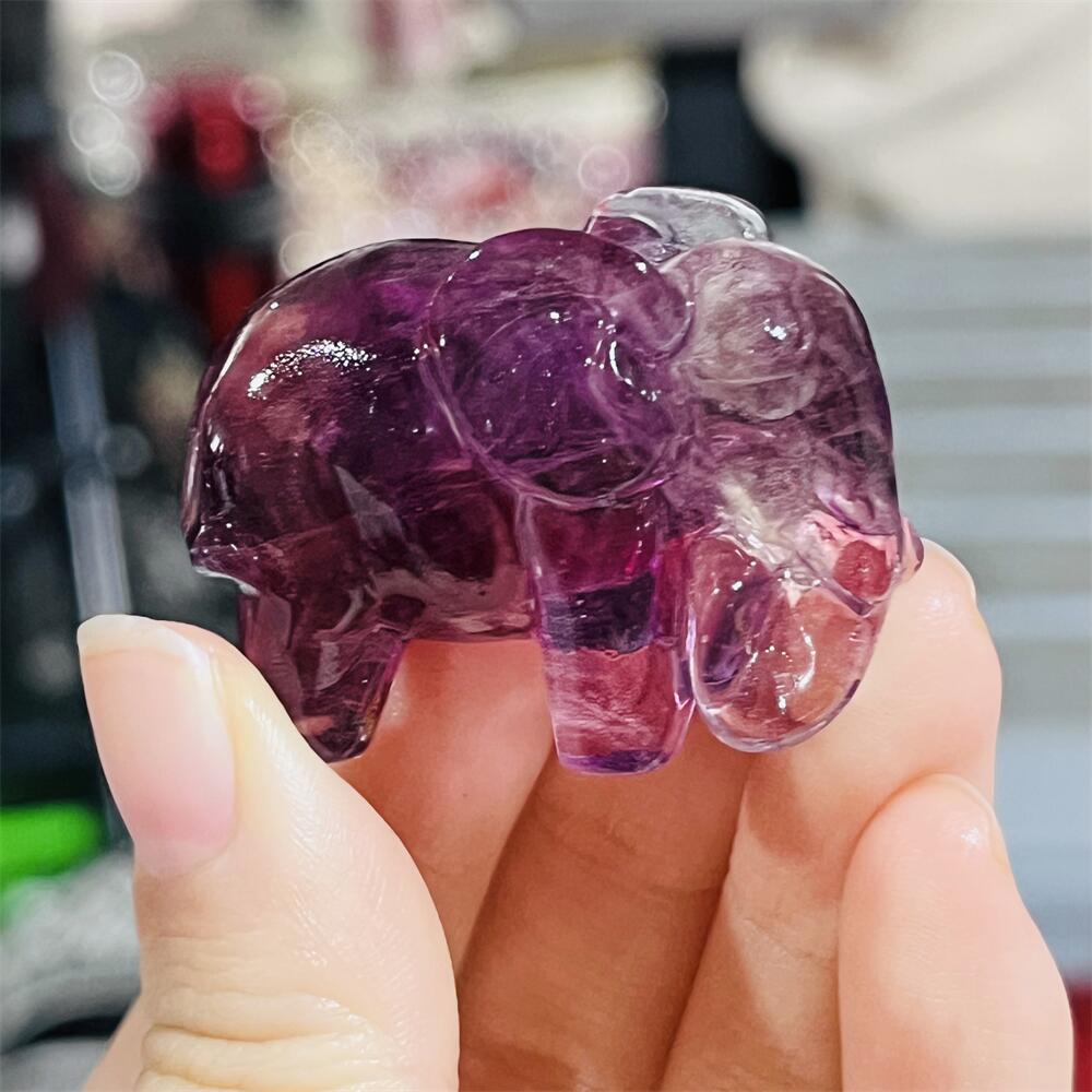 2PCS Colored Fluorite Crystal  - đánh giá và giá Art Craft Elephant