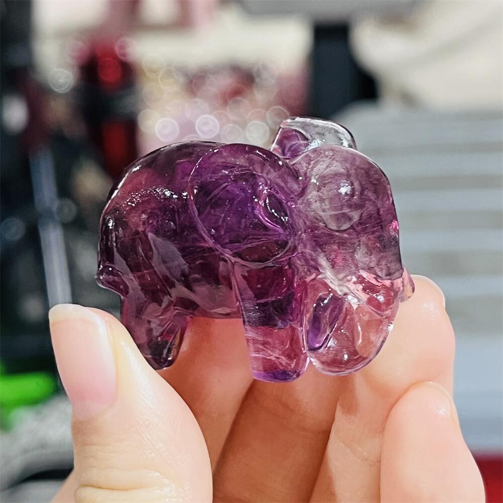 2PCS Colored Fluorite Crystal  - đánh giá và giá Art Craft Elephant
