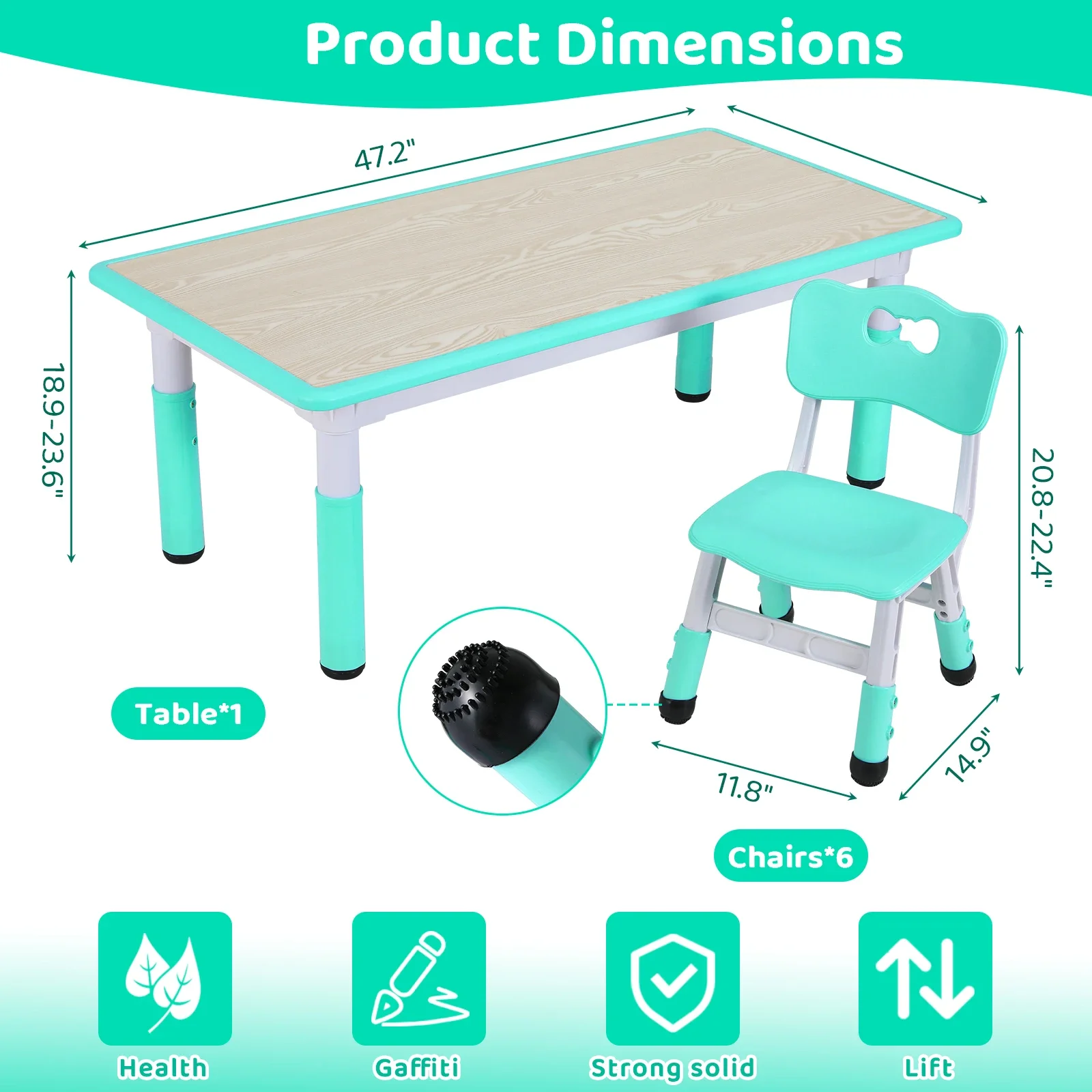 Rectangle Kids Table With 6 Ch - đánh giá và giá Art Craft Toddlers