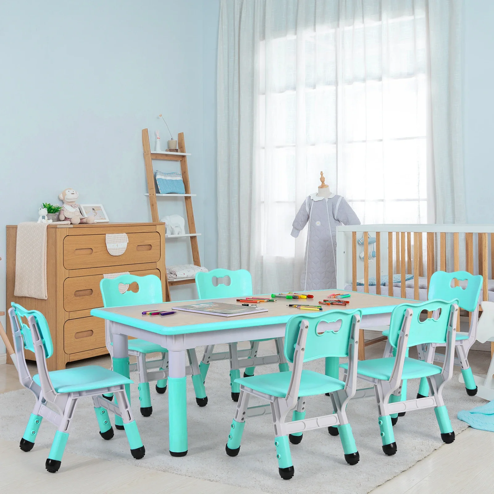 Rectangle Kids Table With 6 Ch - đánh giá và giá Art Craft Toddlers