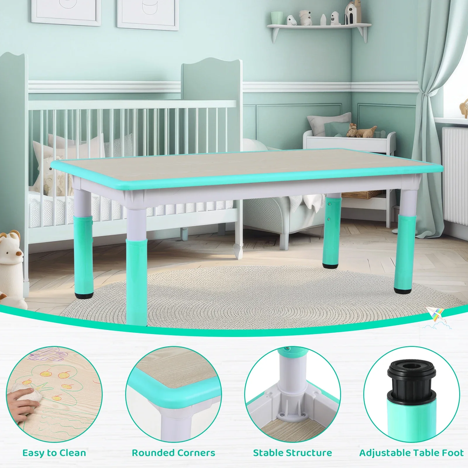 Rectangle Kids Table With 6 Ch - đánh giá và giá Art Craft Toddlers