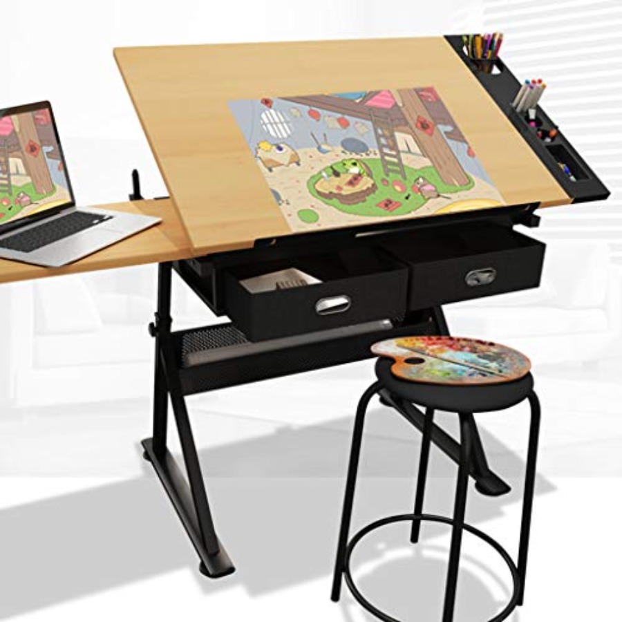 Drafting Table with Storage He - đánh giá và giá Art & Craft Zone