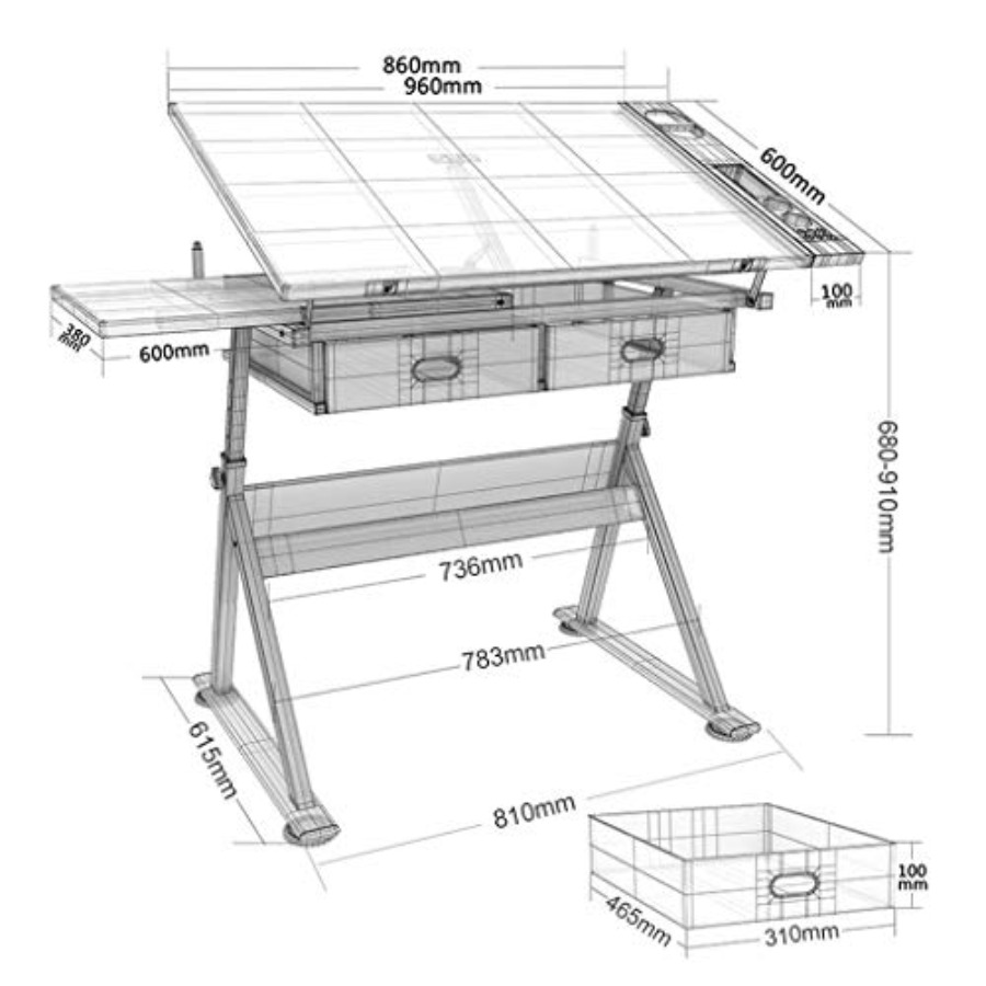 Drafting Table with Storage He - đánh giá và giá Art & Craft Zone