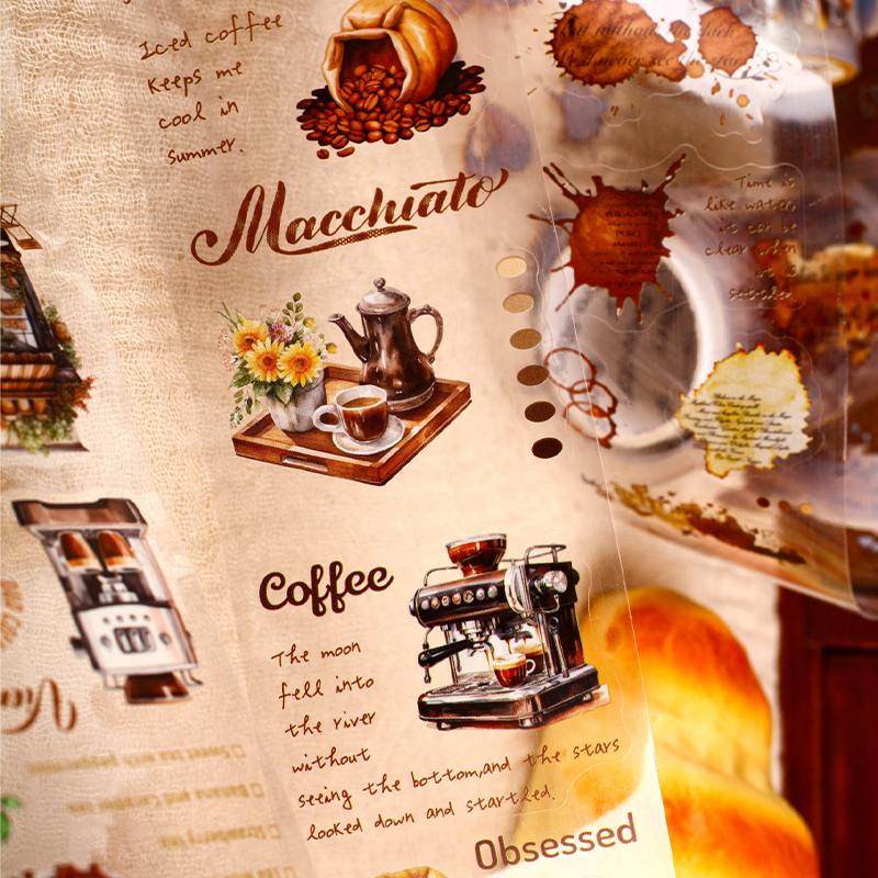 Vintage Coffee Themed PET Wash - đánh giá và giá Art Craft Notebook