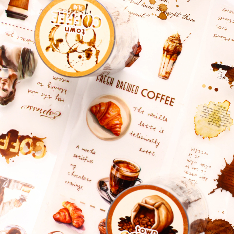 Vintage Coffee Themed PET Wash - đánh giá và giá Art Craft Notebook