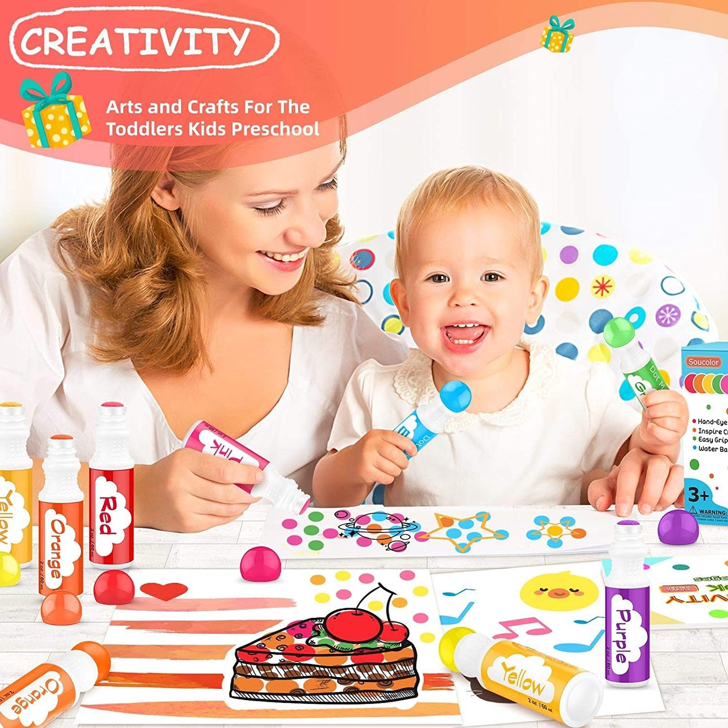 Dot Markers for Toddlers 8 Col - đánh giá và giá Art Craft Preschool