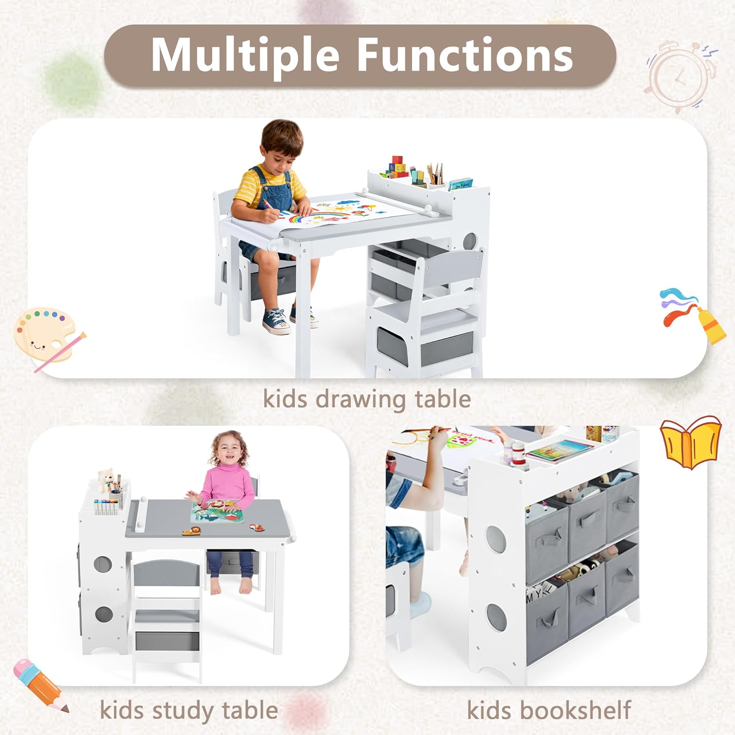 Kids Art Table Chair Set Wood  - đánh giá và giá Art Craft Toddlers