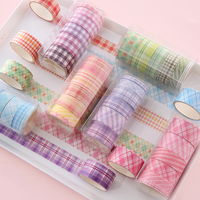 6 Rolls Plaid Texture Washi Ta - đánh giá và giá Art Craft Notebook