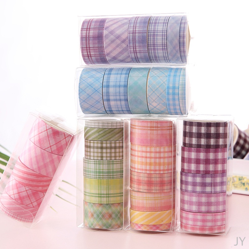 6 Rolls Plaid Texture Washi Ta - đánh giá và giá Art Craft Notebook