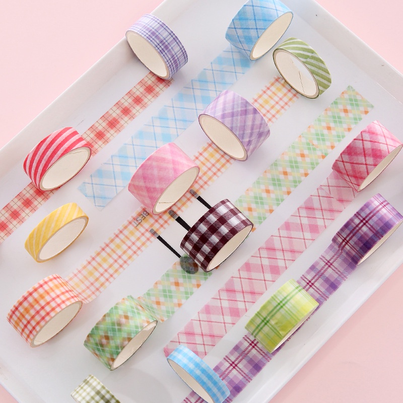 6 Rolls Plaid Texture Washi Ta - đánh giá và giá Art Craft Notebook