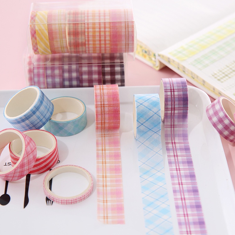 6 Rolls Plaid Texture Washi Ta - đánh giá và giá Art Craft Notebook