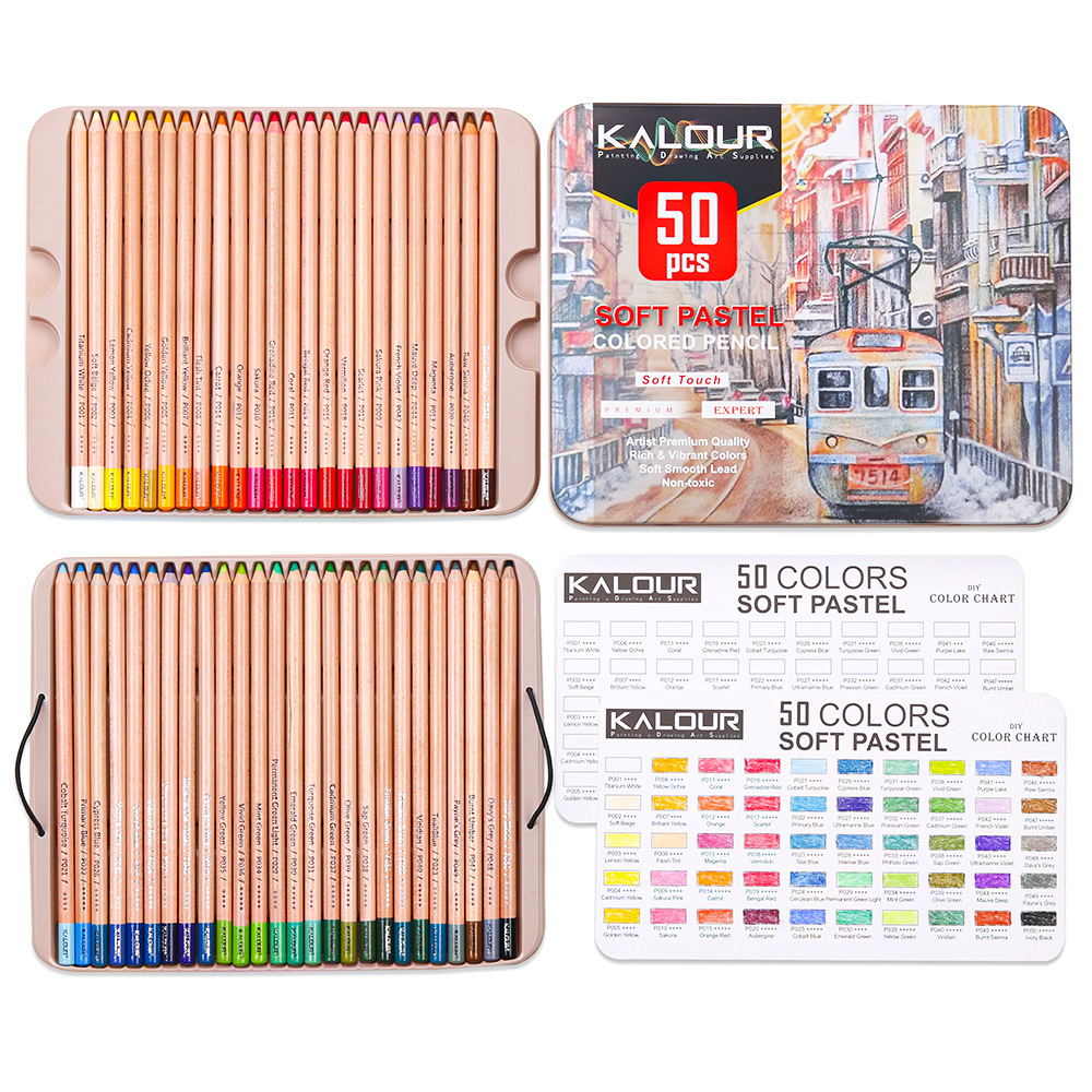 KALOUR 50 color luxury iron bo - đánh giá và giá Colored Pencil Professional