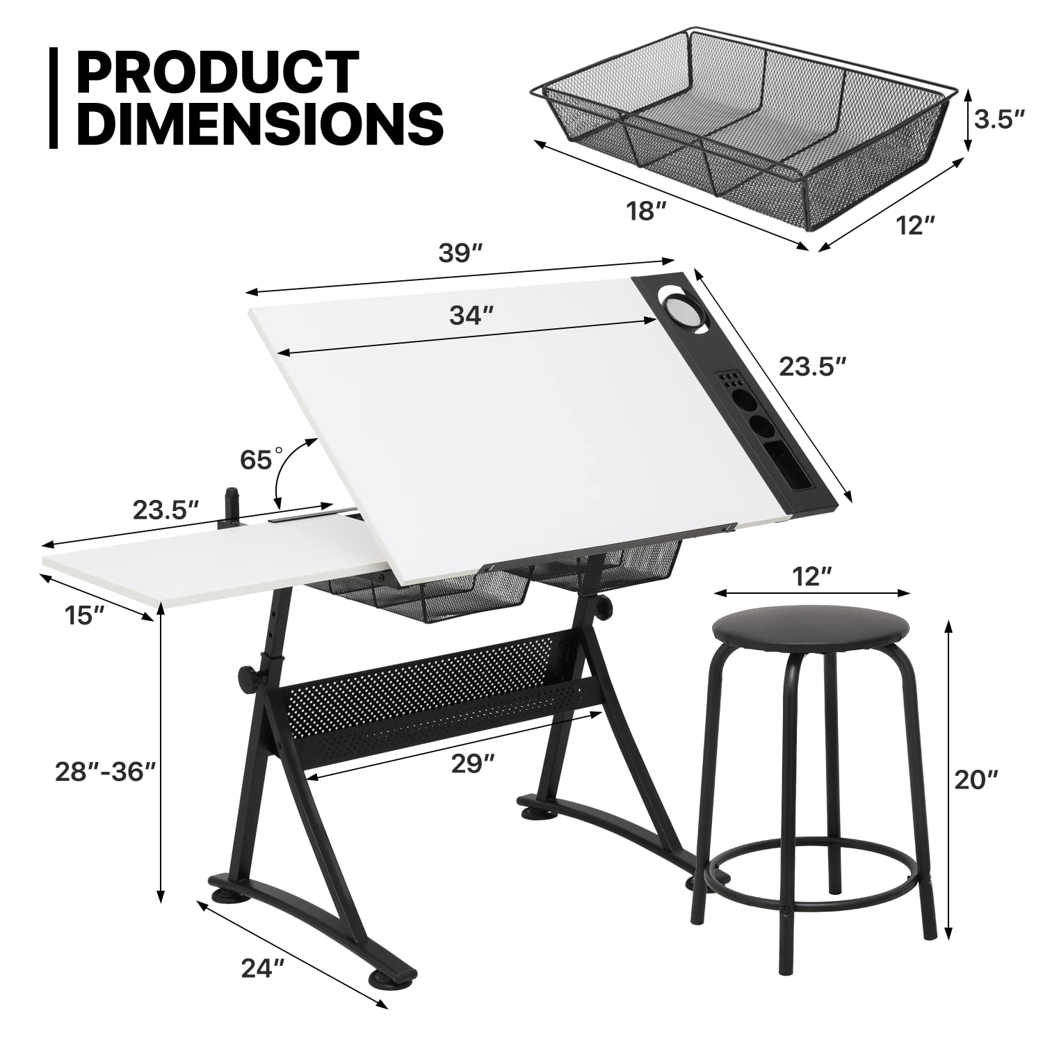 Adjustable Drafting Desk with  - đánh giá và giá Art & Craft Zone