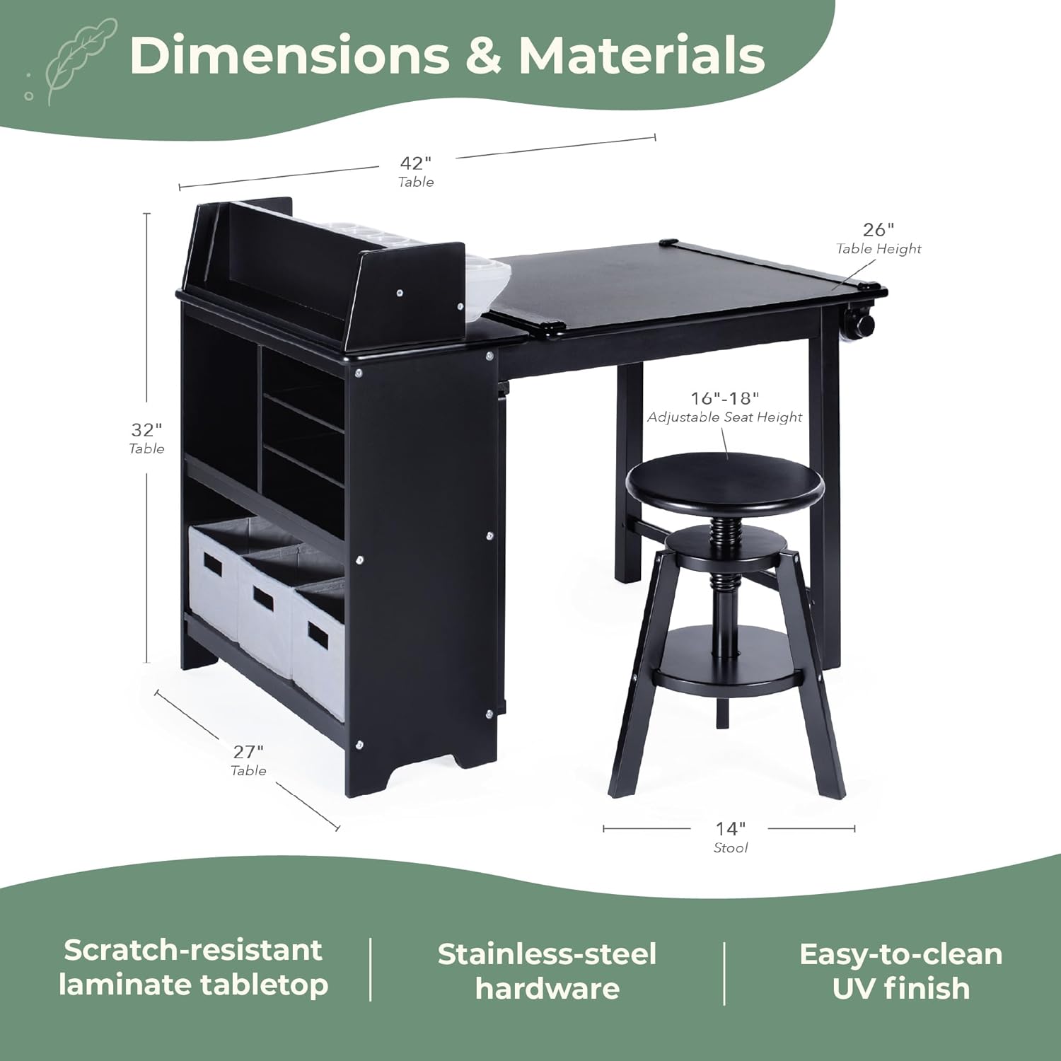 Adjustable Art Desk with Stora - đánh giá và giá Art & Craft Zone