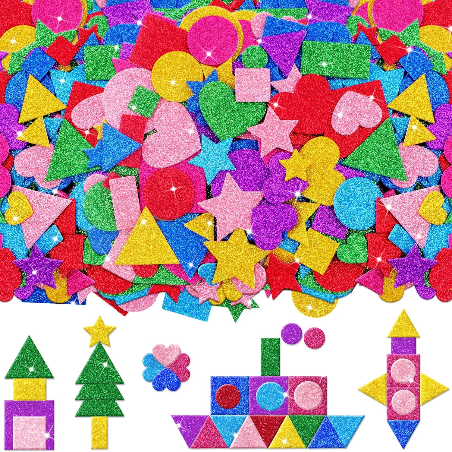 1000 Pcs Glitter Self Adhesive - đánh giá và giá Art Craft Preschool