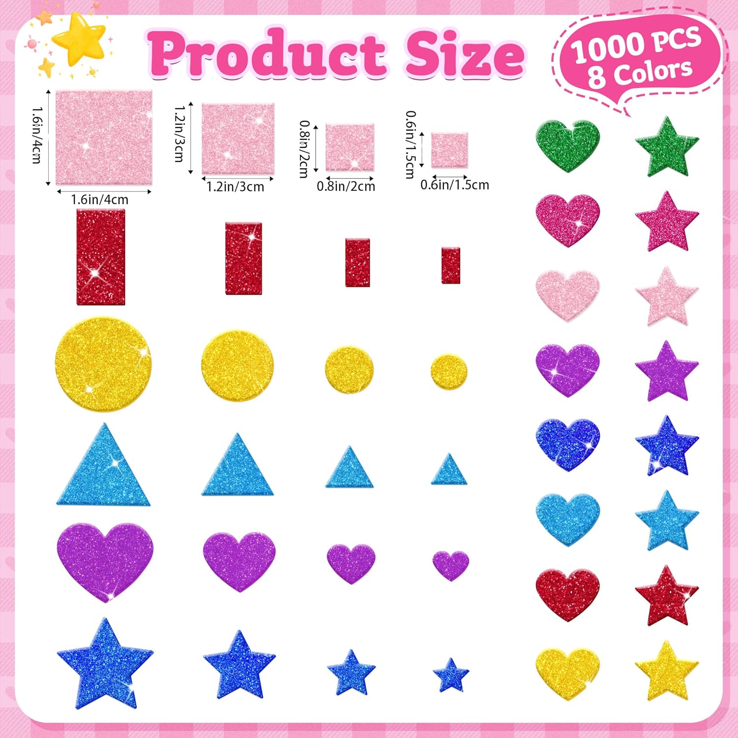 1000 Pcs Glitter Self Adhesive - đánh giá và giá Art Craft Preschool