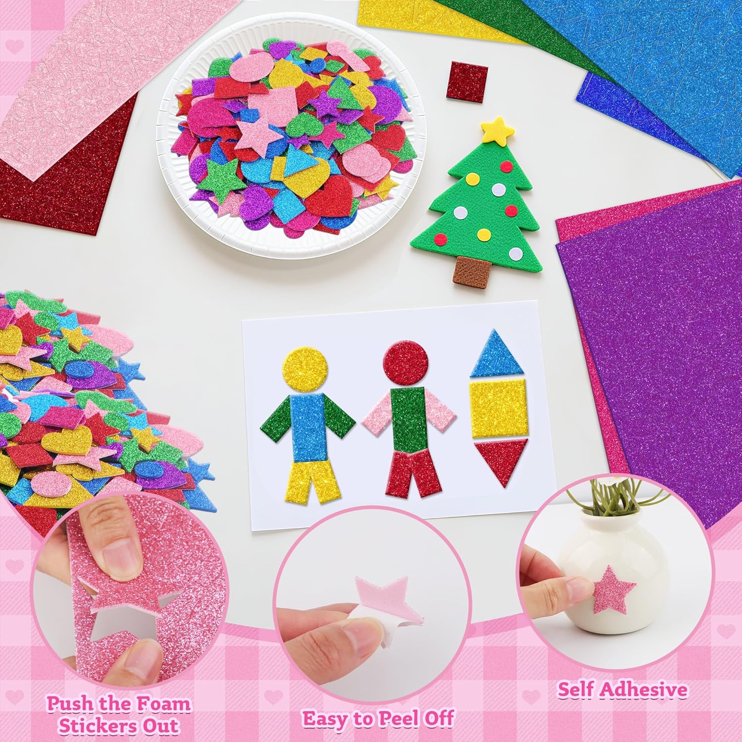 1000 Pcs Glitter Self Adhesive - đánh giá và giá Art Craft Preschool
