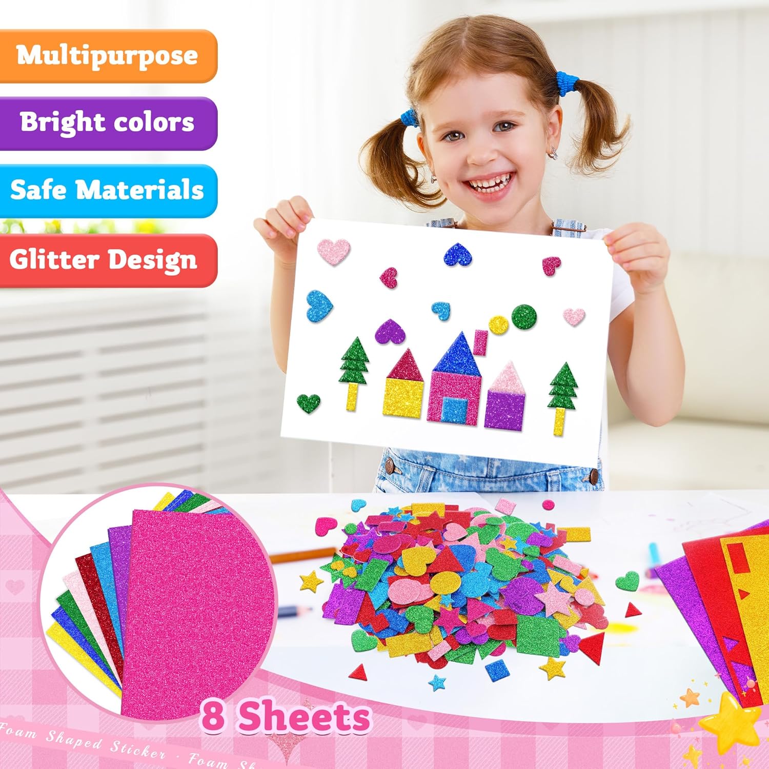1000 Pcs Glitter Self Adhesive - đánh giá và giá Art Craft Preschool