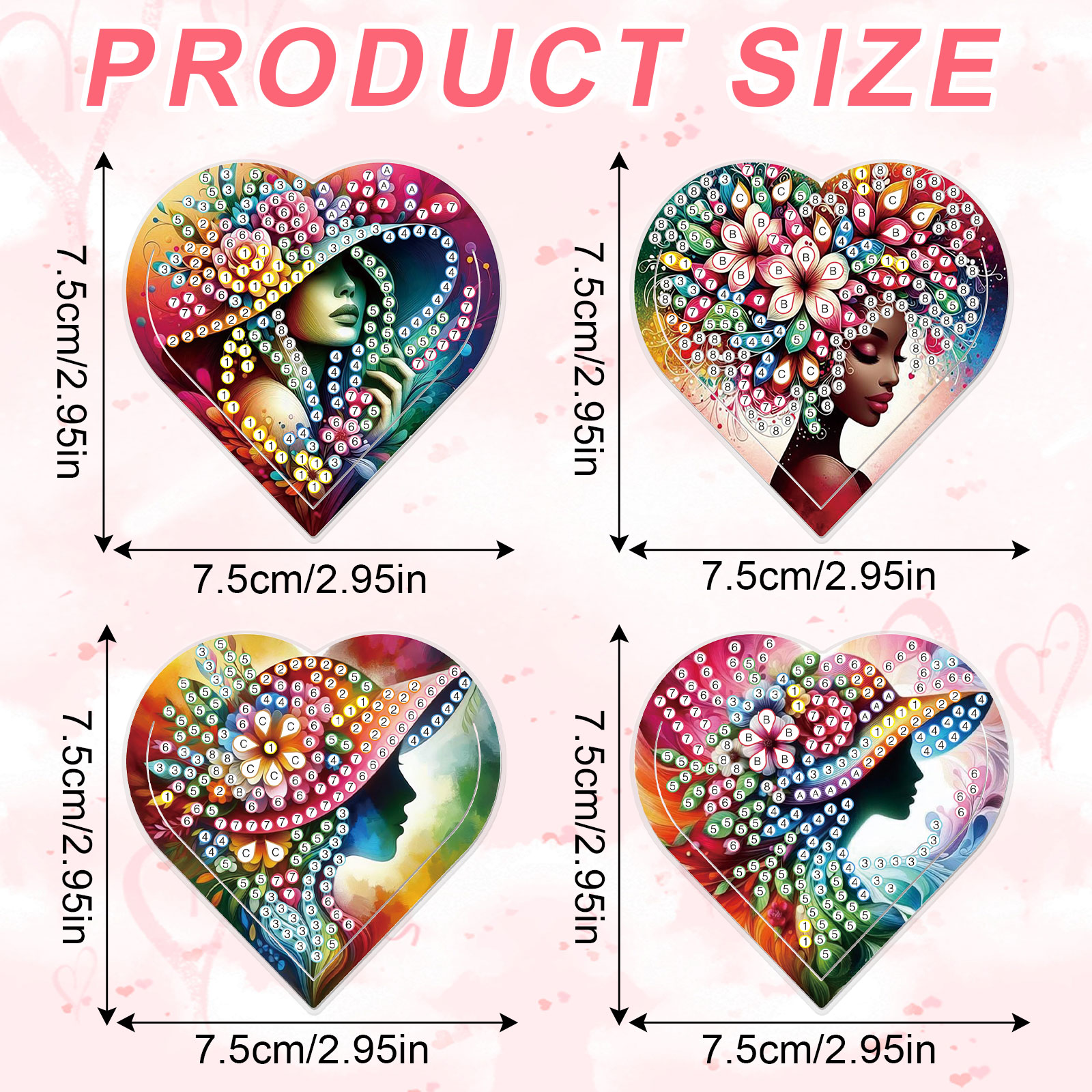 4PCS Diamond Painting Heart Sh - đánh giá và giá Art Craft Kits